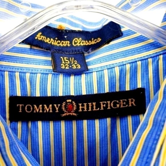 Tommy Hilfiger Men's 15 1/2 (32-33) Polo Vintage Causal Button Down Stripe Shirt - Picture 7 of 9
